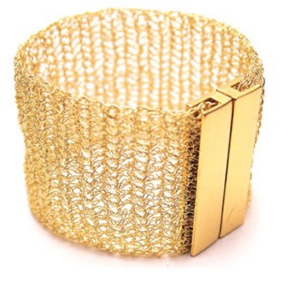 GOLDTONE MESH WIDE BRACELET